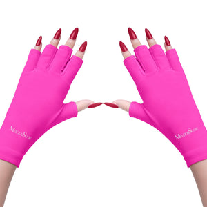 MelodySusie UV Gloves for Gel Nail Lamp, Professional UPF50+ UV Protection Gloves for Manicures, Nail Art Skin Care Fingerless Anti UV Glove Protect Hands from UV Harm (White).